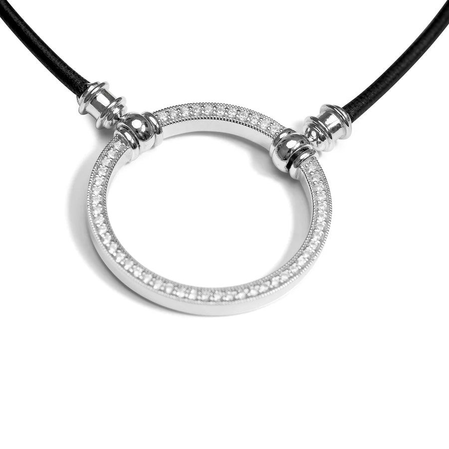 La Loop | The Regine | Leather Cord W/ Crystal Embellished Sterling Silver - Niche Bazaar Studio